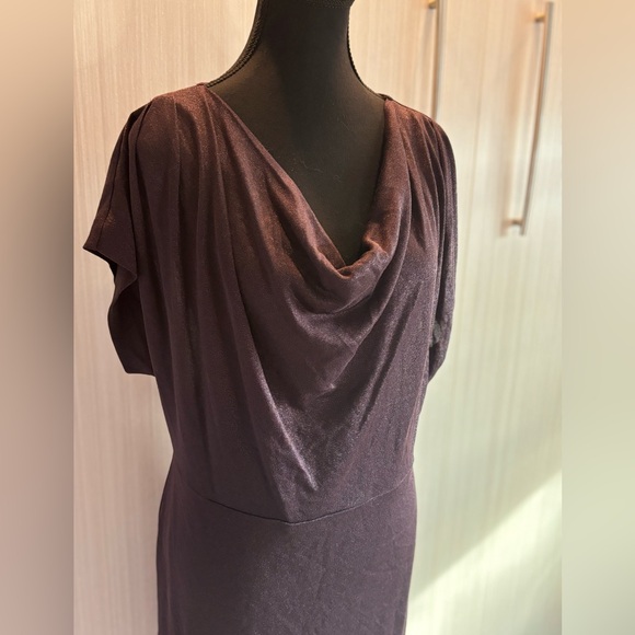 Ann Taylor Cowl Neck Sheath Dress Deep‎ Plum with Sparkle Size L - Picture 10 of 13